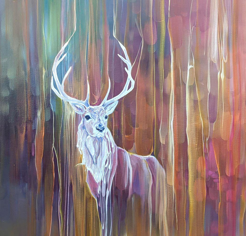 Artwork for sale Stag semi abstract deer painting